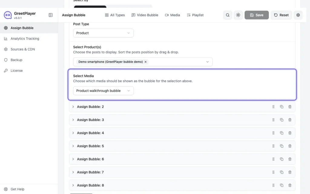 An assignment rule for WooCommerce Products with a selected product and bubble