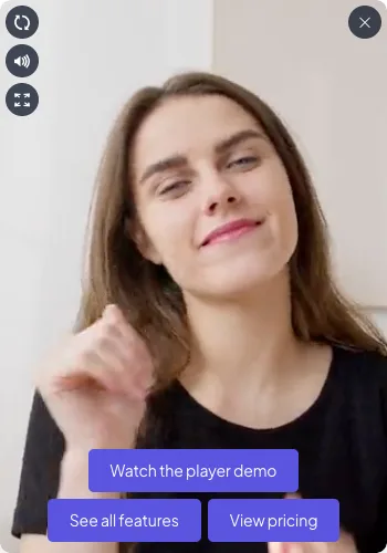 An open video bubble playing a greeting with three buttons